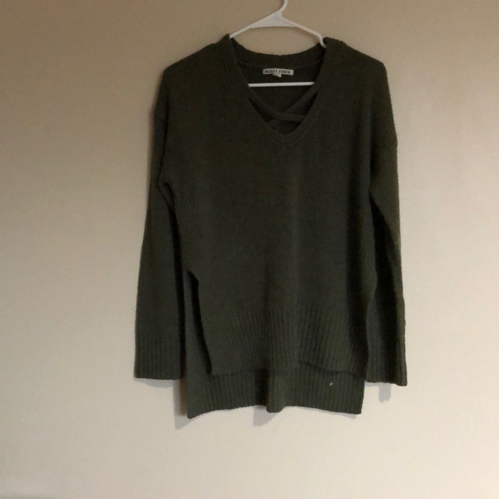 Green Sweater with Slits on the Side